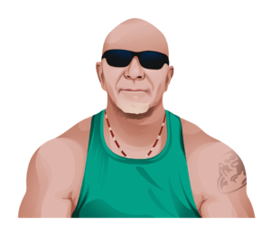 Illustration of Captain Gavin in a green shirt