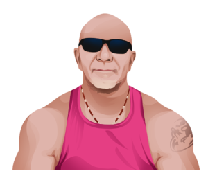 Illustration of Captain Gavin in a pink shirt