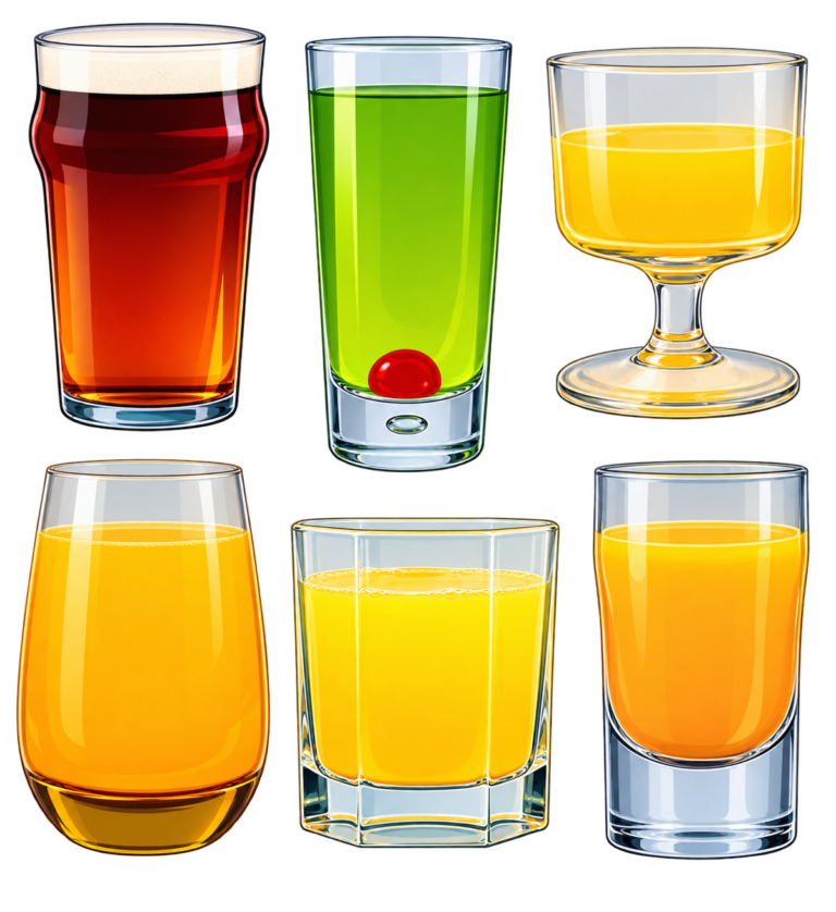 Illustration of assorted cold drinks